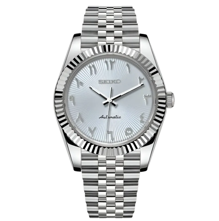 SEIKO JUST | WITHE ARABIC TEXTURED