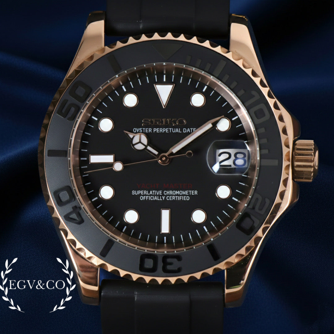 SEIKO YACHT MASTER| ROSE GOLD- BLACK