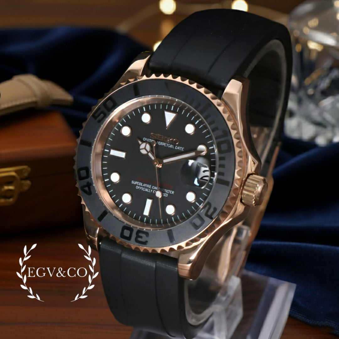 SEIKO YACHT MASTER| ROSE GOLD- BLACK