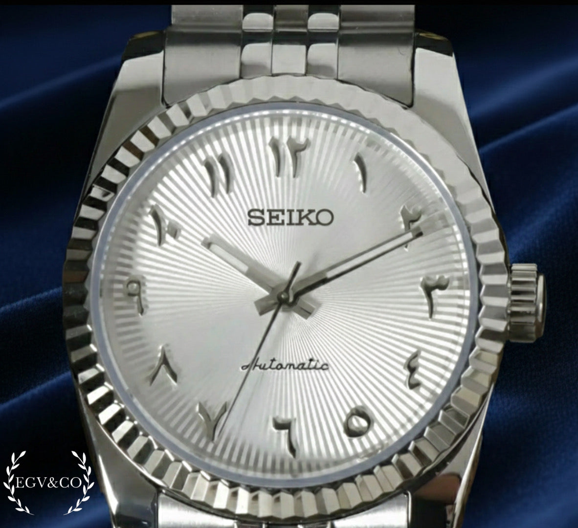 SEIKO JUST | WITHE ARABIC TEXTURED