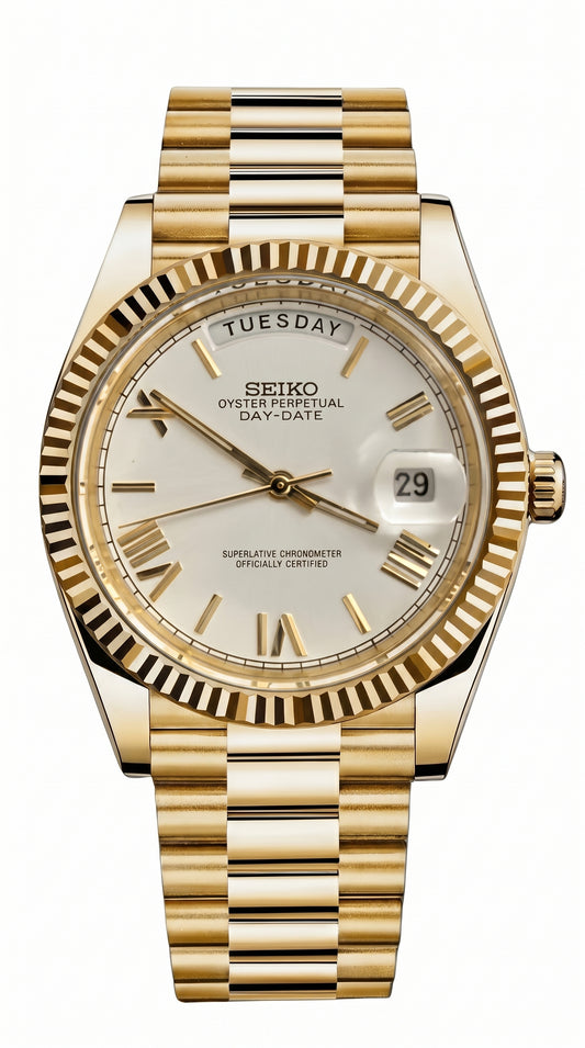 SEIKO DAY DATE GOLD ROMAN.